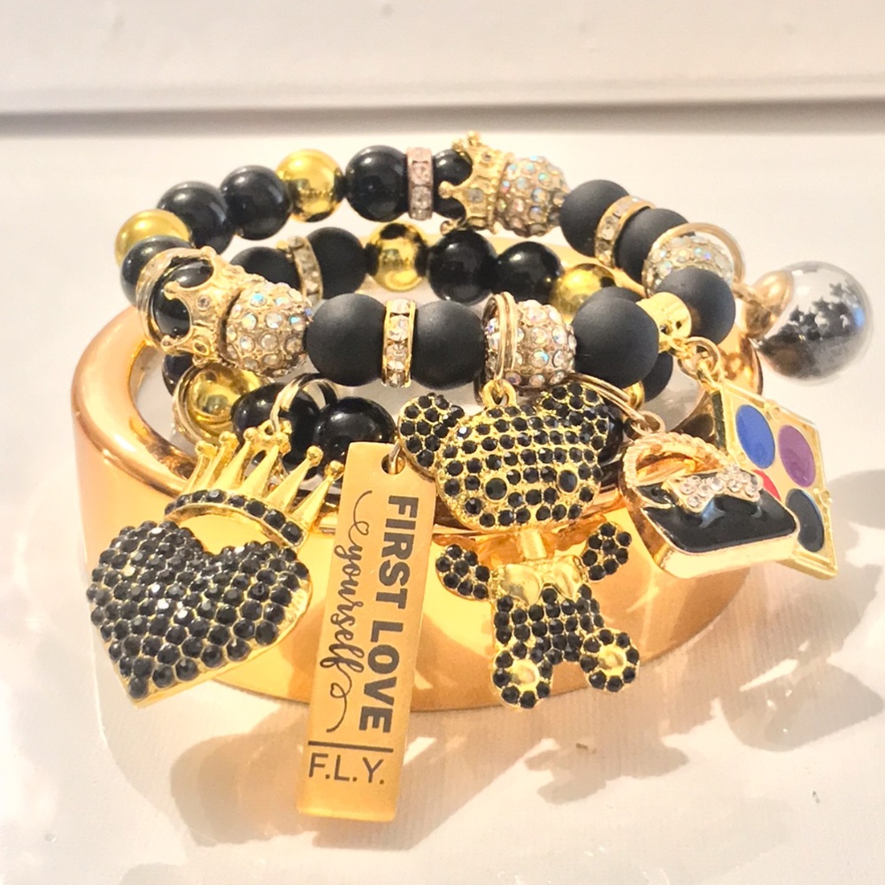 The Matte Black Beaded Set